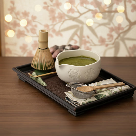 8-Piece Ceramic Sakura Matcha Preparation Kit